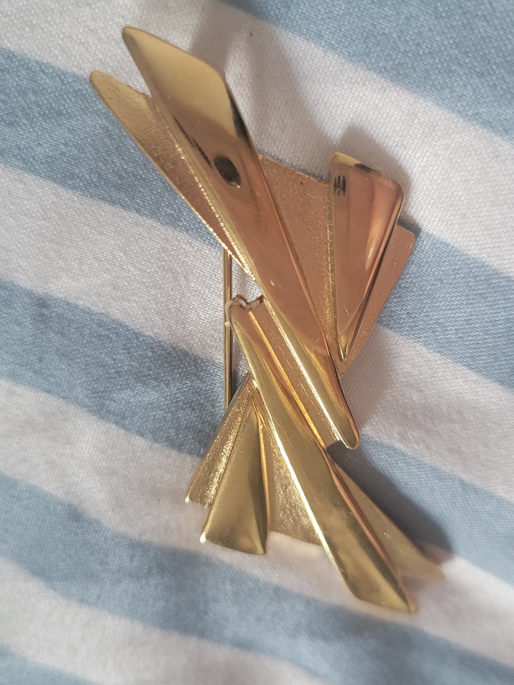 Gold Tone Vintage Abstract Geometric Brooch By MONET